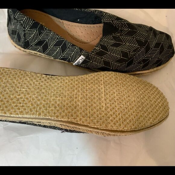TOMS Women’s Deconstructed Alpargata Black & Tan Chevron Espadrilles Size 7 - Picture 7 of 13